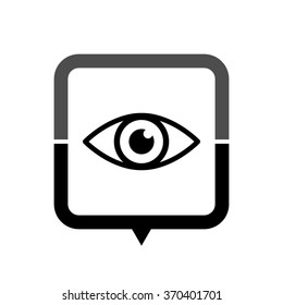 Eye - black vector icon; map pointer;  message bubble