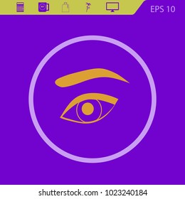 eye black vector icon on a violet background. Flat design style