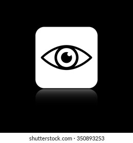 Eye - black vector icon on the white button