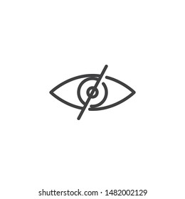 Eye, Blind line icon. linear style sign for mobile concept and web design. No looking, disabled eye outline vector icon. Symbol, logo illustration. Vector graphics