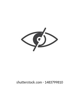 Eye, Blind vector icon. filled flat sign for mobile concept and web design. No looking, disabled eye glyph icon. Symbol, logo illustration. Vector graphics