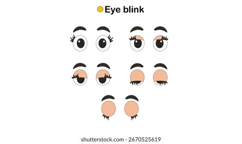 Eye Blink Animation Sequence for Character Illustration