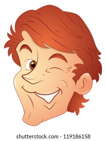 Eye Blink Happy Man Vector