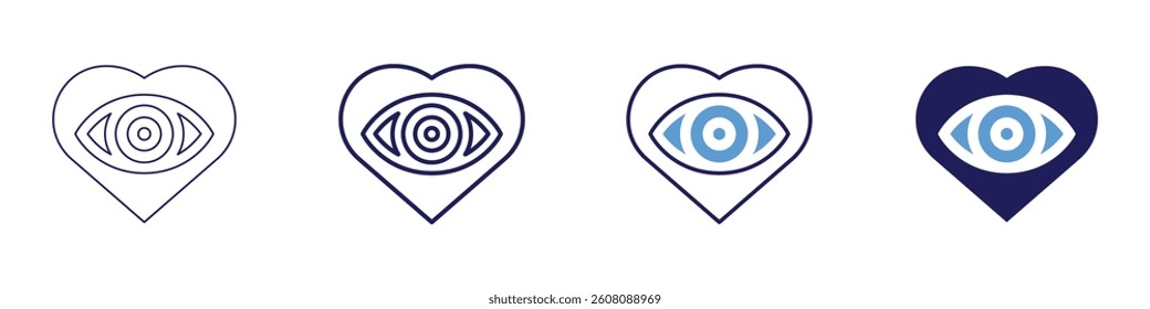 Eye blinking difficulty syndrome icon in 4 different styles. Thin Line, Line, Bold Line, Duotone. Duotone style. Editable stroke.