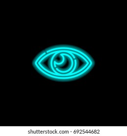 Eye blue glowing neon ui ux icon. Glowing sign logo vector