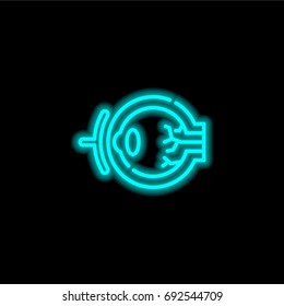 Eye blue glowing neon ui ux icon. Glowing sign logo vector