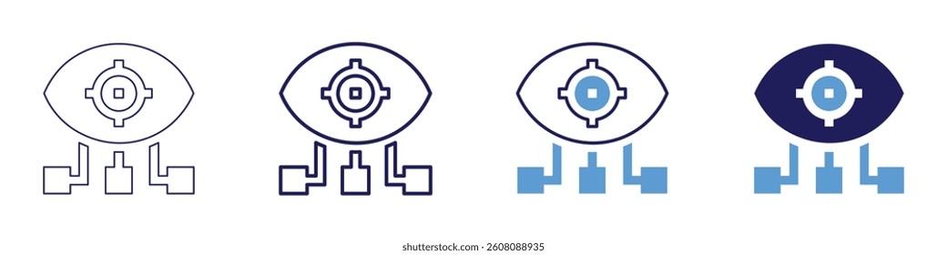 Eye blue light danger icon in 4 different styles. Thin Line, Line, Bold Line, Duotone. Duotone style. Editable stroke.