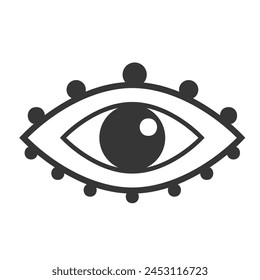 Eye boho. Lineart Vector illustration. Flower moon , Magic celestial witchcraft symbol. Masonic symbol. Hand drawn logo or emblem
