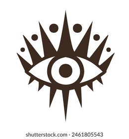 Eye boho. Lineart Vector illustration. Flower moon , Magic celestial witchcraft symbol. Masonic symbol. Hand drawn logo or emblem