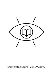 eye with book icon, vector best line icon.