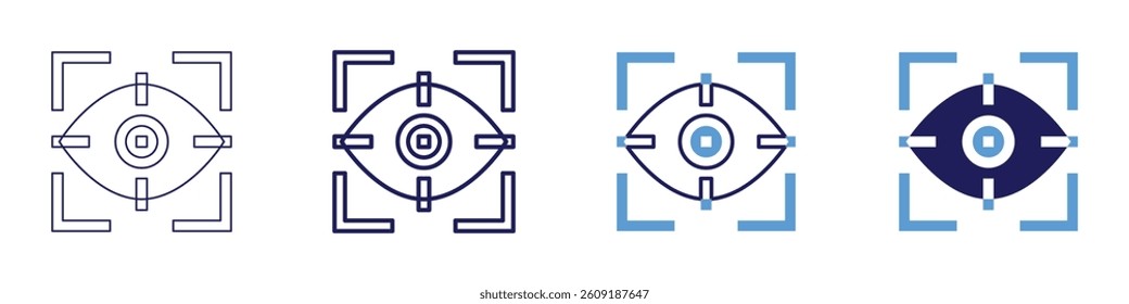 Eye bright flashes icon in 4 different styles. Thin Line, Line, Bold Line, Duotone. Duotone style. Editable stroke.