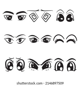 eye bundle Set of cartoon anime style vector image
