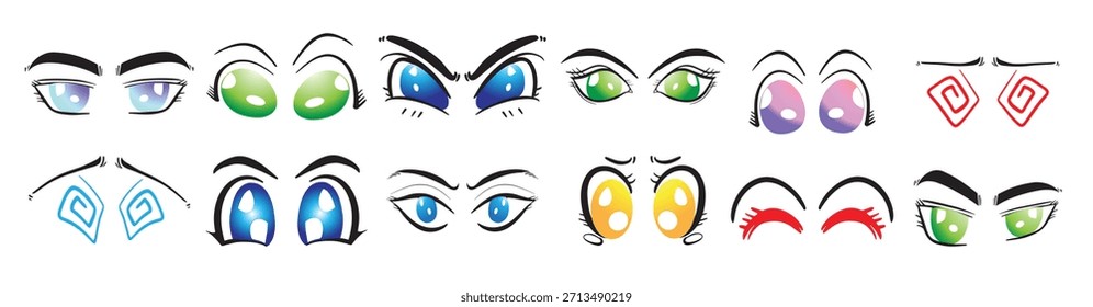 Augenbündel Set von Cartoon Anime Stil Vektorbild