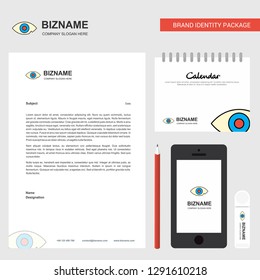 Eye  Business Letterhead, Calendar 2019 and Mobile app design vector template