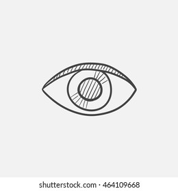Ícone de esboço de botão de olho para web, celular e infográficos. Ícone isolado de vetor desenhado à mão.