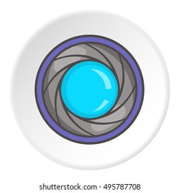 Eye of camera icon. Cartoon illustration of eye of camera vector icon for web