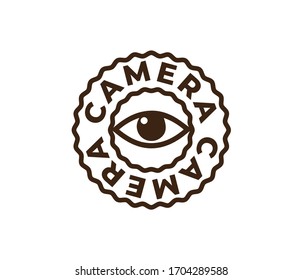 Icono de cámara ocular, logotipo de cámara ocular, icono de cámara ocular, ilustración moderna de ideas y vectores conceptuales Información de negocio plantilla gráfica con icono, flecha,mundo