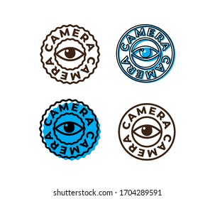Icono de cámara ocular, logotipo de cámara ocular, icono de cámara ocular, ilustración moderna de ideas y vectores conceptuales Información de negocio plantilla gráfica con icono, flecha,mundo