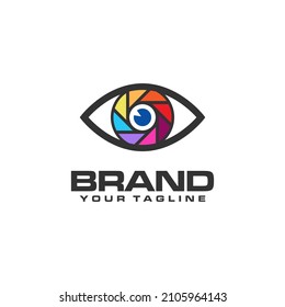 eye and camera lens combination logo