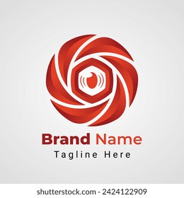 Eye Camera Logo, combination of the eye in the center of camera lens