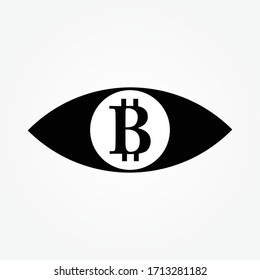 Ilustración vectorial de icono de bitcoin cuidado de ojos