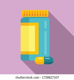 Eye care capsule jar icon. Flat illustration of eye care capsule jar vector icon for web design