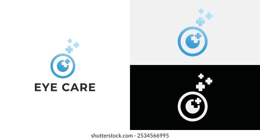 Cuidado ocular, modelo de design de logotipo da clínica ocular.