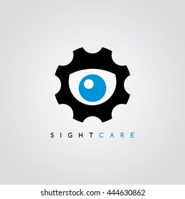 eye care cog setting service logo art theme vector illustration