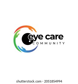eye care community logo, creative vector abstract hand round eye