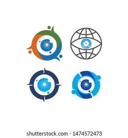 Eye care health logo design template vector icon Set