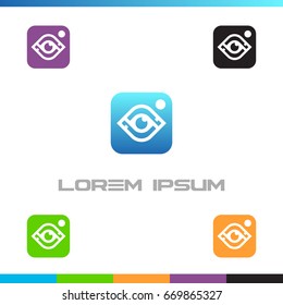 Eye care health lowercase flat logo design template colorful preview 