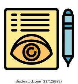 Augenpflegesymbol, Umrissvektor. Sorgfalt-Check. Prüffarbflaeche