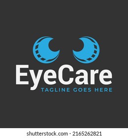 Eye care Logo.Eye care abstract Logo Template.Vector Illustration.Black, blue And White color.
