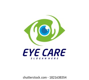 Diseño vectorial del logotipo de cuidado ocular, concepto de logotipo de ojo creativo, símbolo de icono, Ilustración