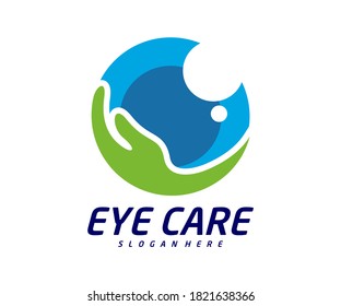 Diseño vectorial del logotipo de cuidado ocular, concepto de logotipo de ojo creativo, símbolo de icono, Ilustración