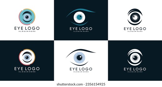 Logo für Augenpflege mit kreativem und modernem Konzept, Premium-Vektorgrafik