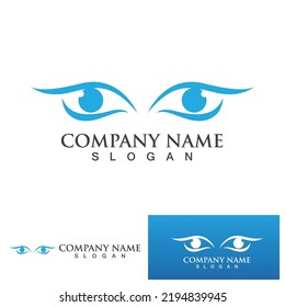 Logotipo de cuidado ocular y vector de símbolo