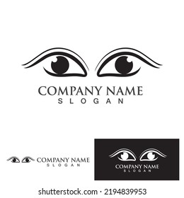 Logotipo de cuidado ocular y vector de símbolo