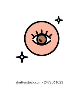 Eye care products color icon. Eye Drop Icon Vector Design. Skincare, makeup illustration, sign for cosmetics store. Simple flat illustration. Vector isolated drawing.