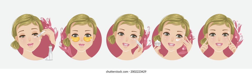 eye care women set. healthy beautiful eyes of a young woman.