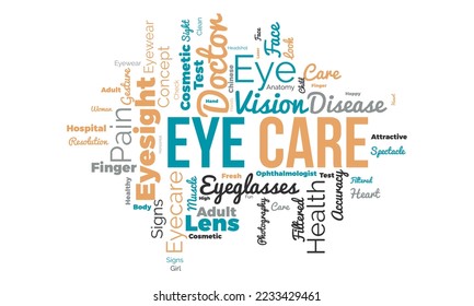 Fondo de nube de palabras de Eye Care. Conciencia de la salud Concepto de diseño de ilustraciones vectoriales.