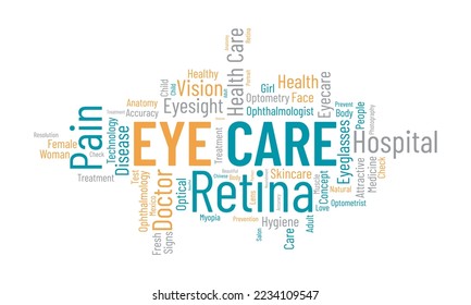 Eye Care word cloud background. Health awareness Vector illustration design concept.