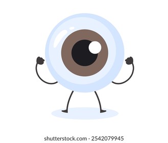 Eye cartoon character vector illustration. Cheerful mascot ophthalmology concept