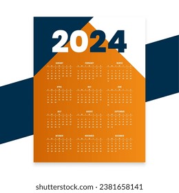 eye catching 2024 wall calendar template for workspace vector