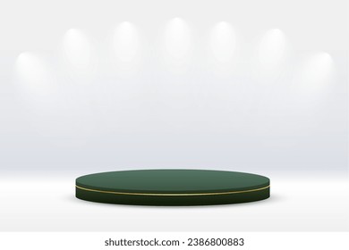 eye catching 3d pedestal platform white background with spot light effect vector
