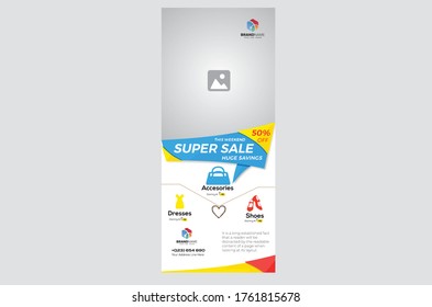 Eye Catching Advertising Trend Business Roll Up Banner Stand Poster design template creative concept. 