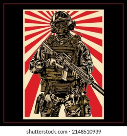 eye catching AMERICAN ARMY ILLUSTRATION GRAPHIC