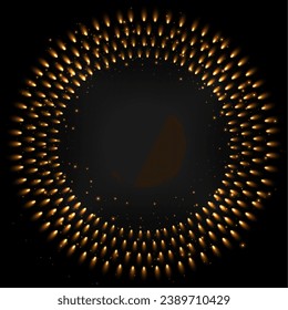 eye catching beautiful blank frame dark background with golden light effect vector