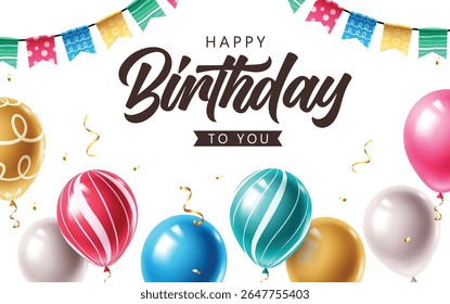 Eye catching birthday border featuring vibrant balloons and festive decorations. Great for creative party designs.