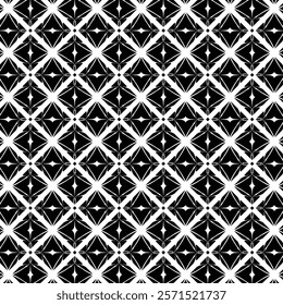 Eye catching black rombos on white seamless repeat pattern